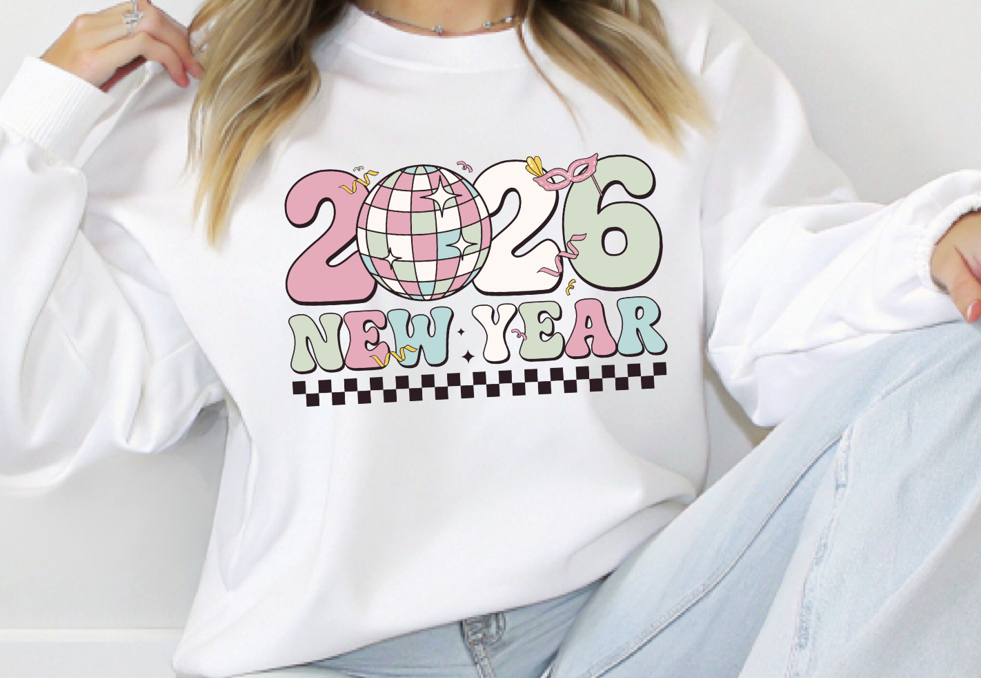 2026 New Year Disco Ball DTF Transfer