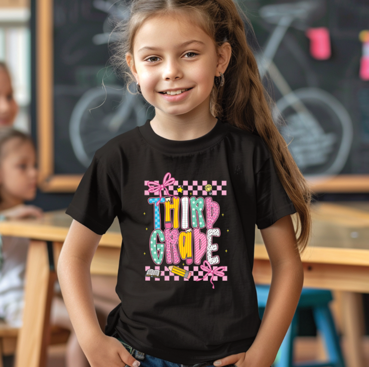 Back to School Third Grade Coquette Bow