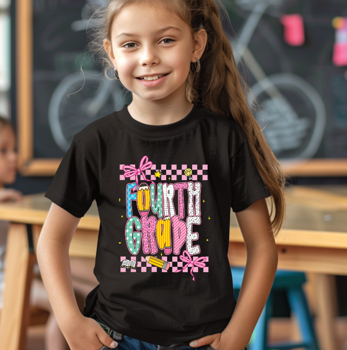 Back to School Fourth Grade Coquette Bow