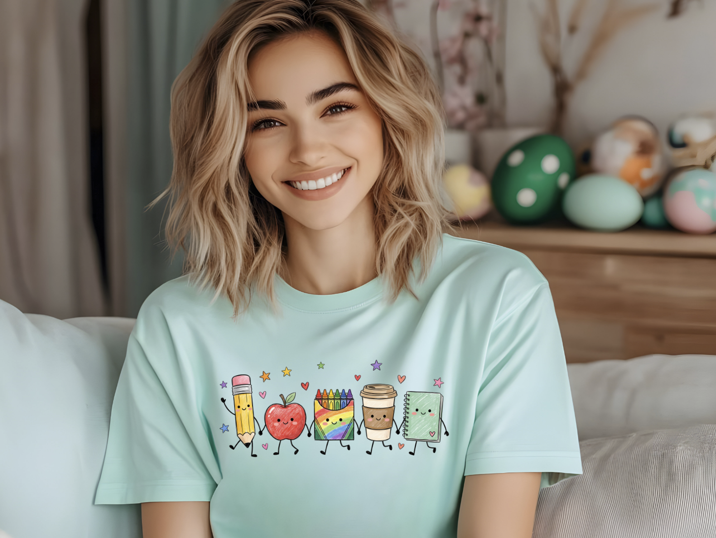 Back to School Supply Characters DTF Transfer