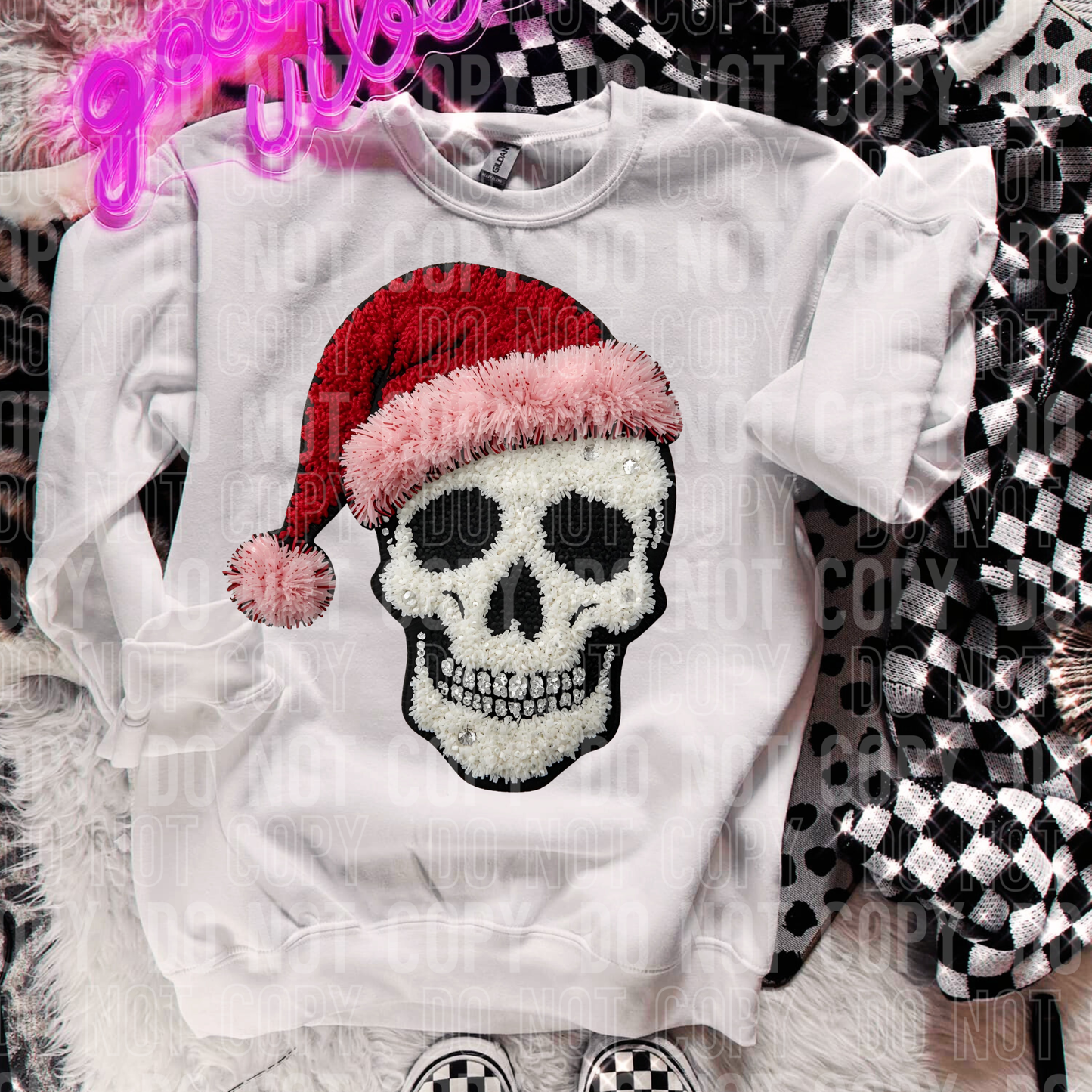 Christmas Skeleton Faux Yarn DTF transfer