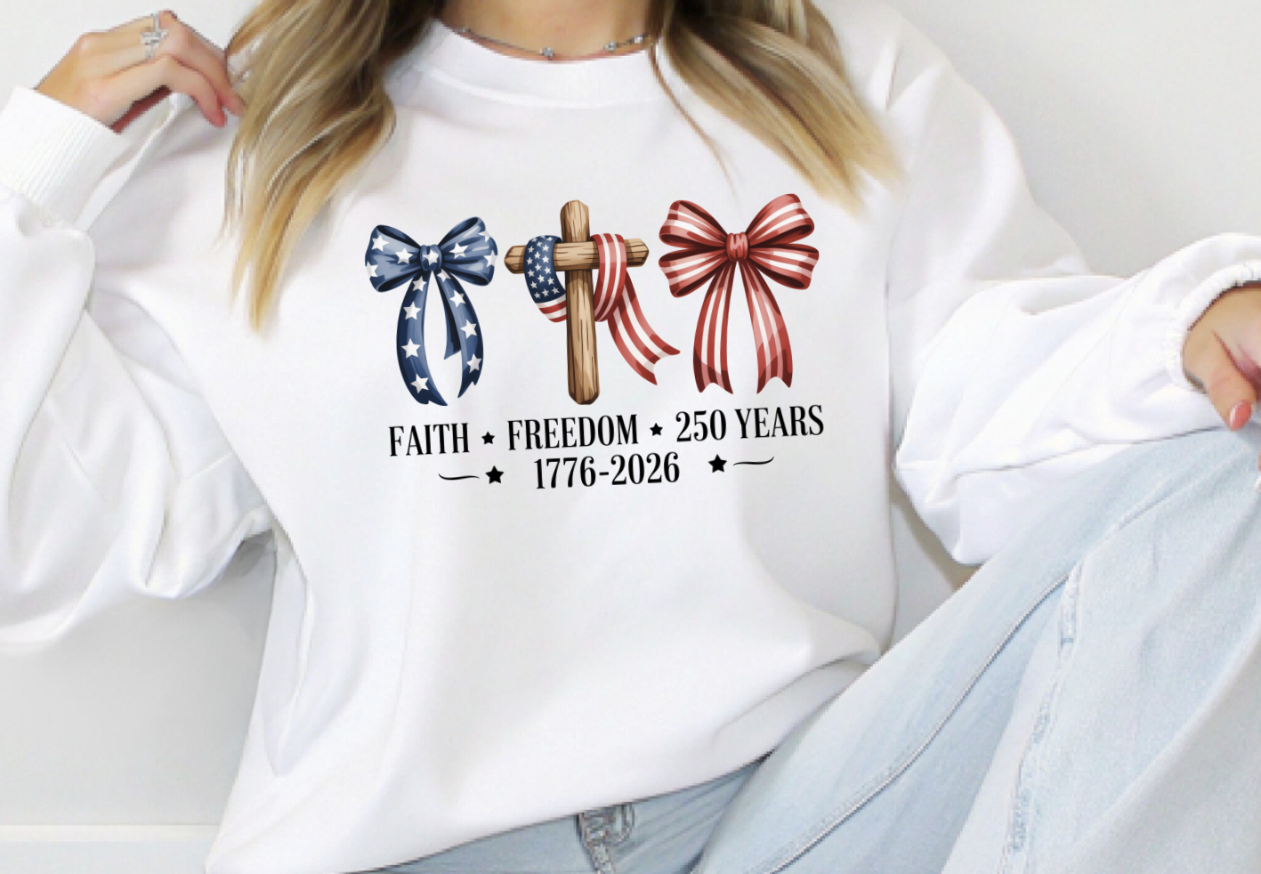 Faith Freedom and 250 Coquette Bows DTF Transfer
