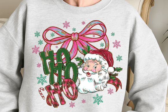 DTF transfer Ho Ho Ho Santa Coquette Bow
