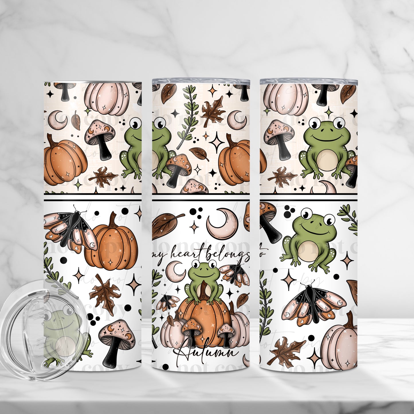My heart belongs to Autumn Pumpkins and frogs 20 oz tumbler