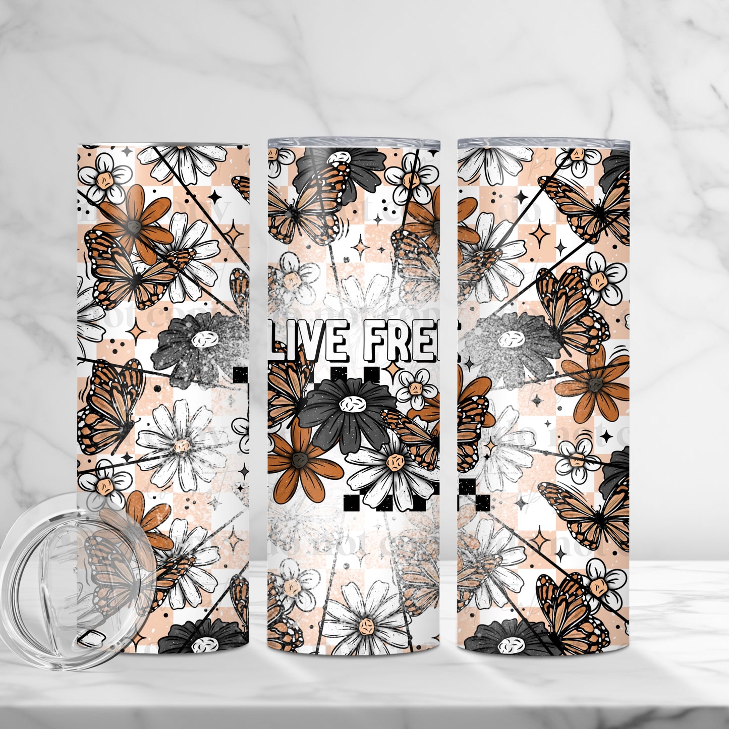 Live Free Floral Butterfly 20 oz tumbler