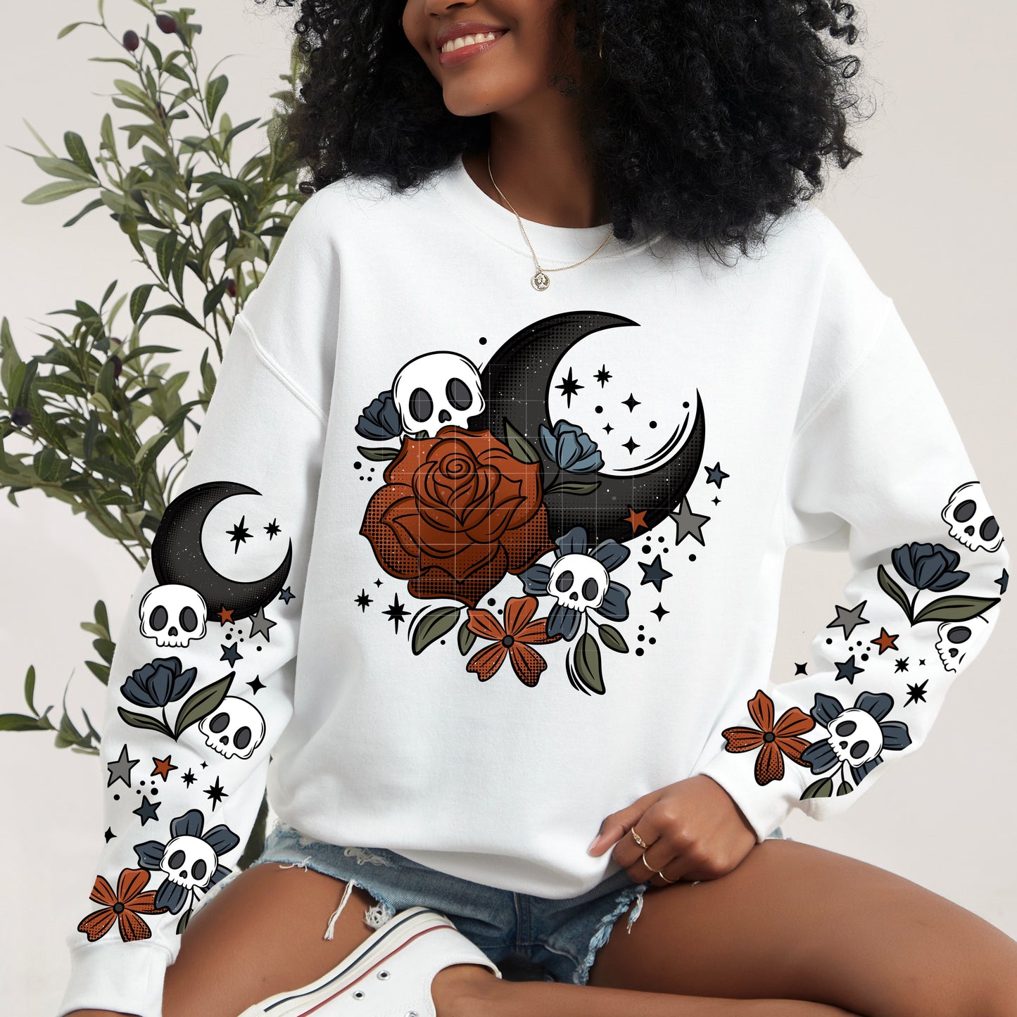 Moon Skulls and Flowers