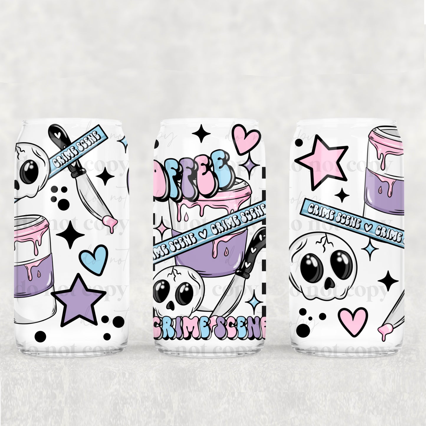 Coffee Crime Scene UV DTF 16 oz Cup Wrap