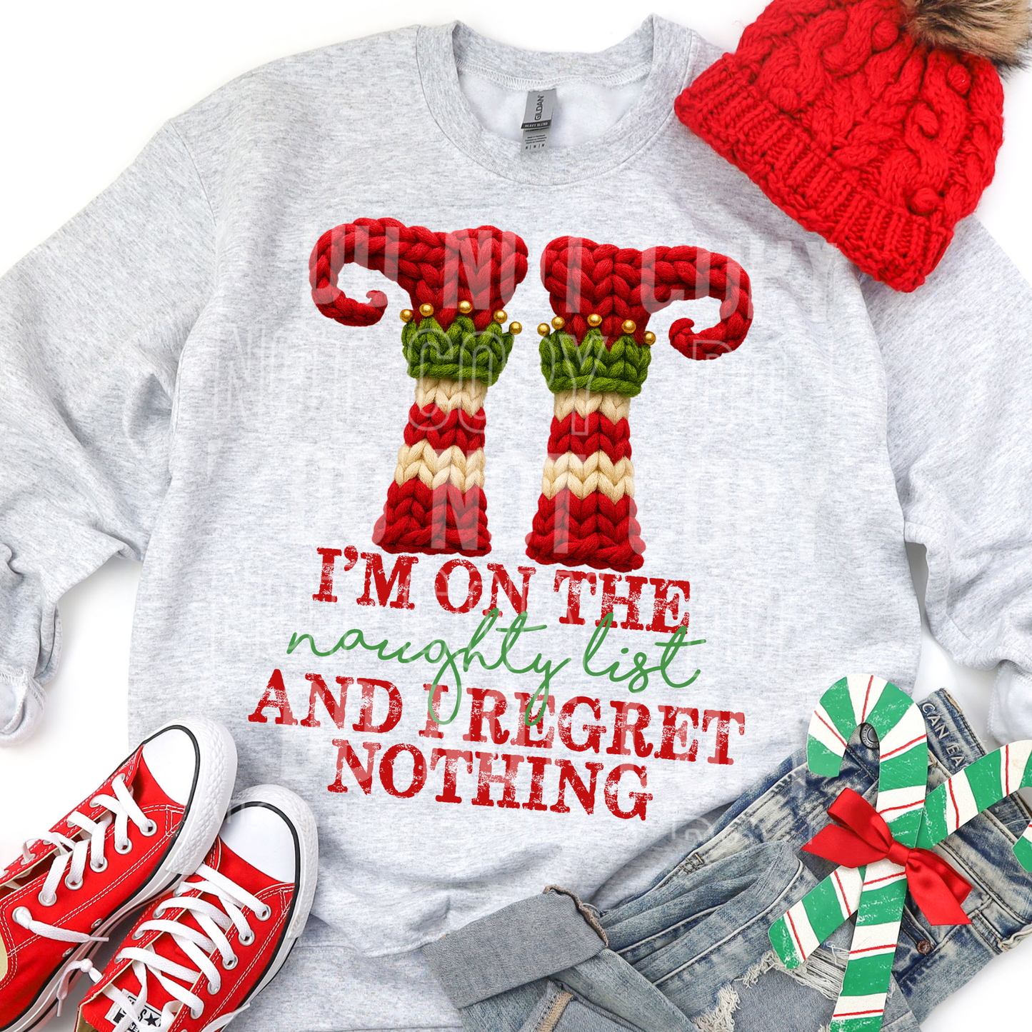 I'm on the Naughty list and I regret Nothing Faux Yarn DTF transfer