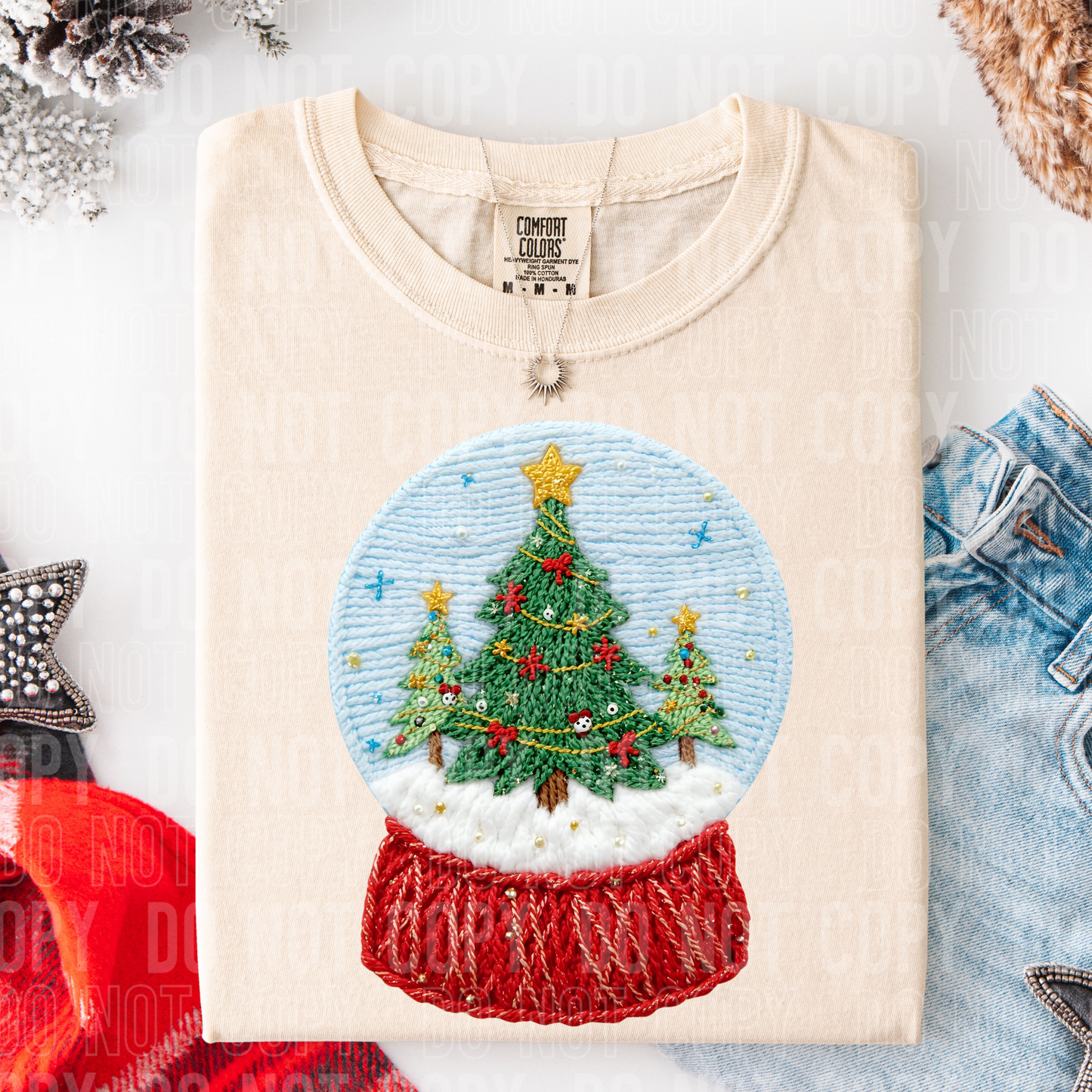 Snow Globe Faux Yarn DTF transfer
