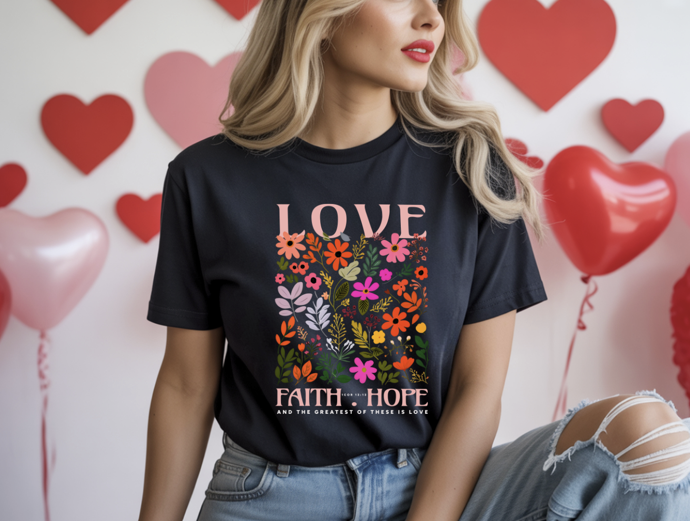 Floral Love Faith and Hope DTF Transfer