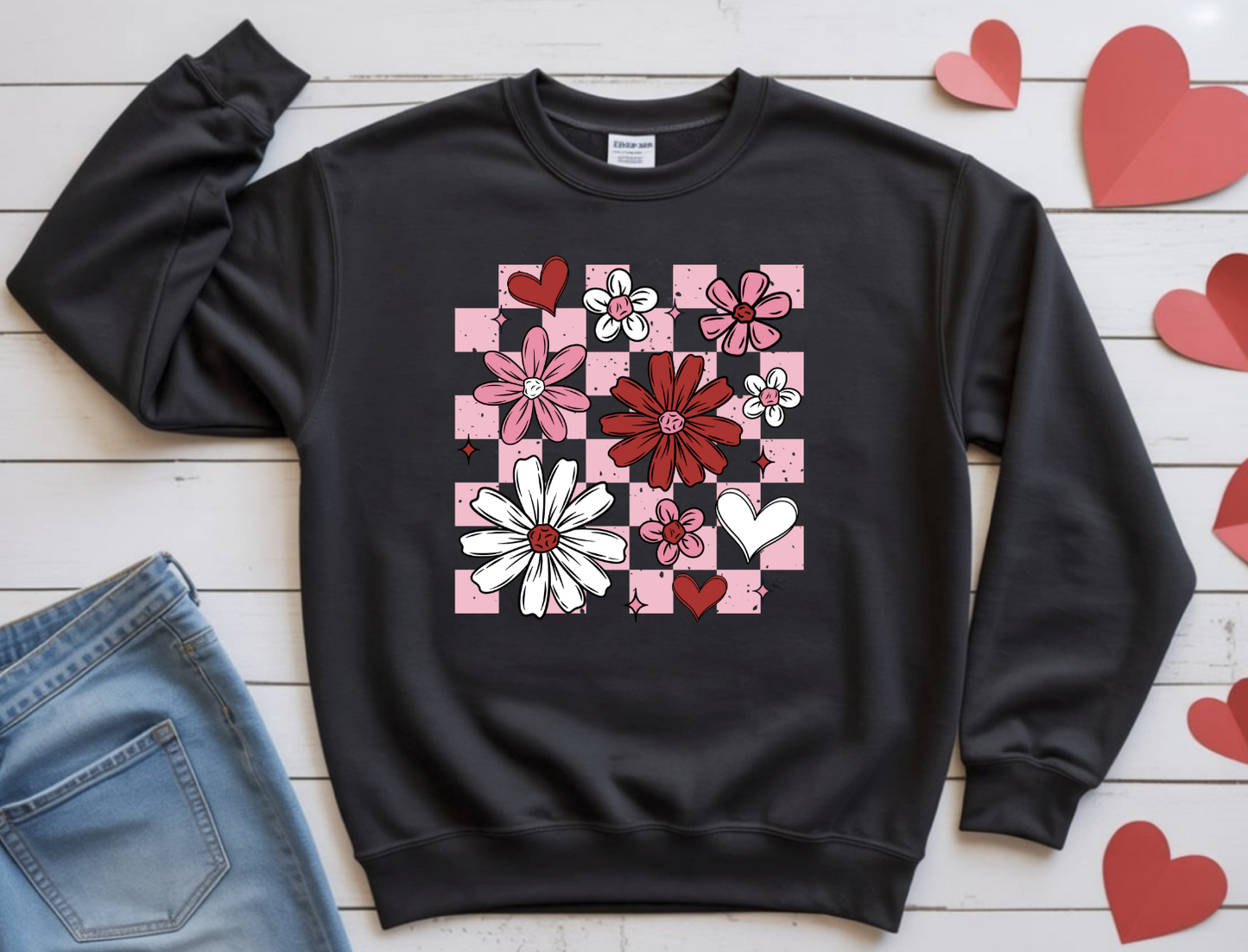 Checkered Floral Valentines DTF Transfer