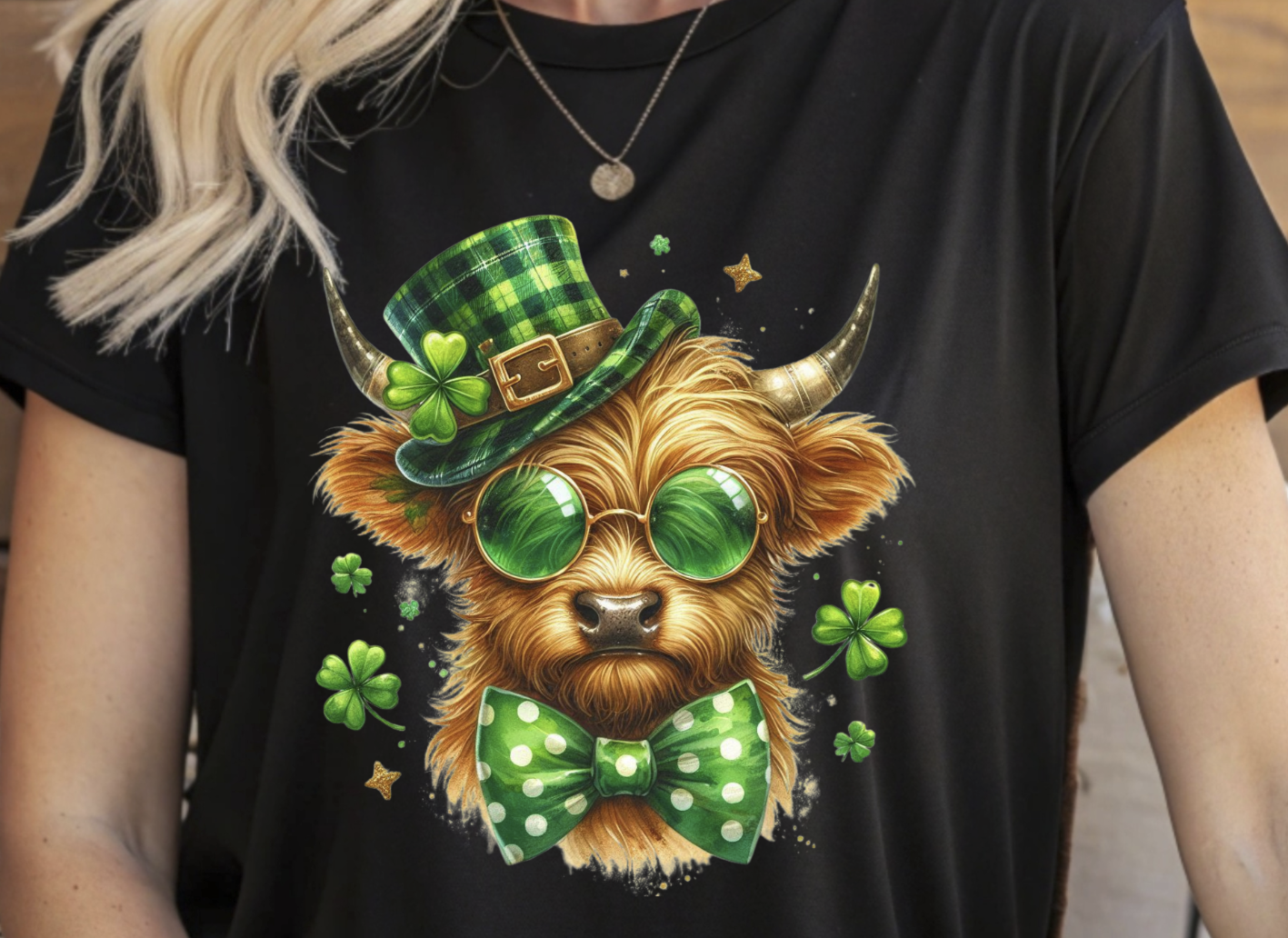 St Patrick's Day Highland Cow DTF Transfer