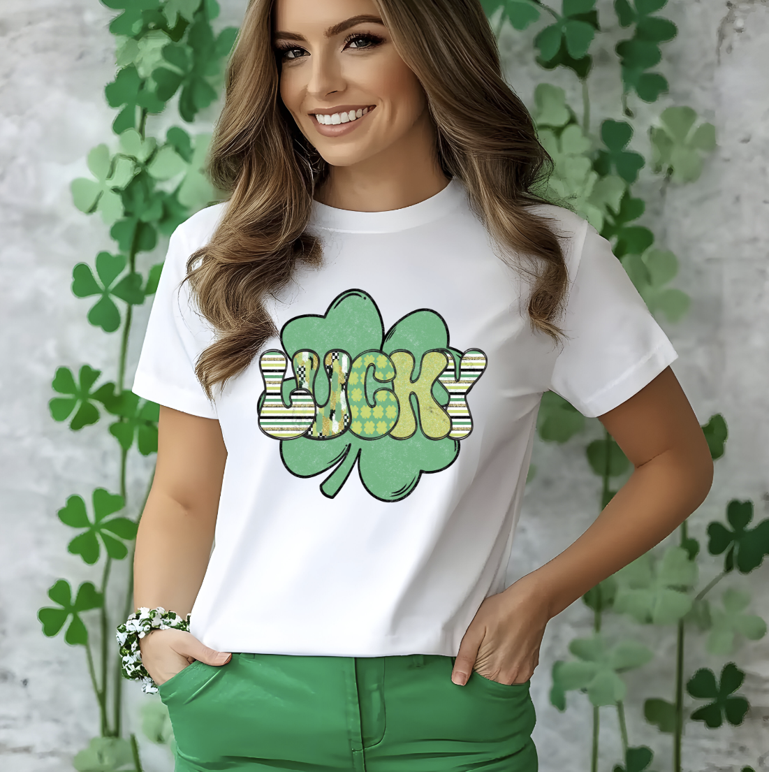 St Patrick's Day Lucky shamrock clover DTF Transfer