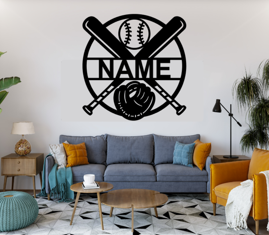 Plasma Cut Metal Sign Baseball