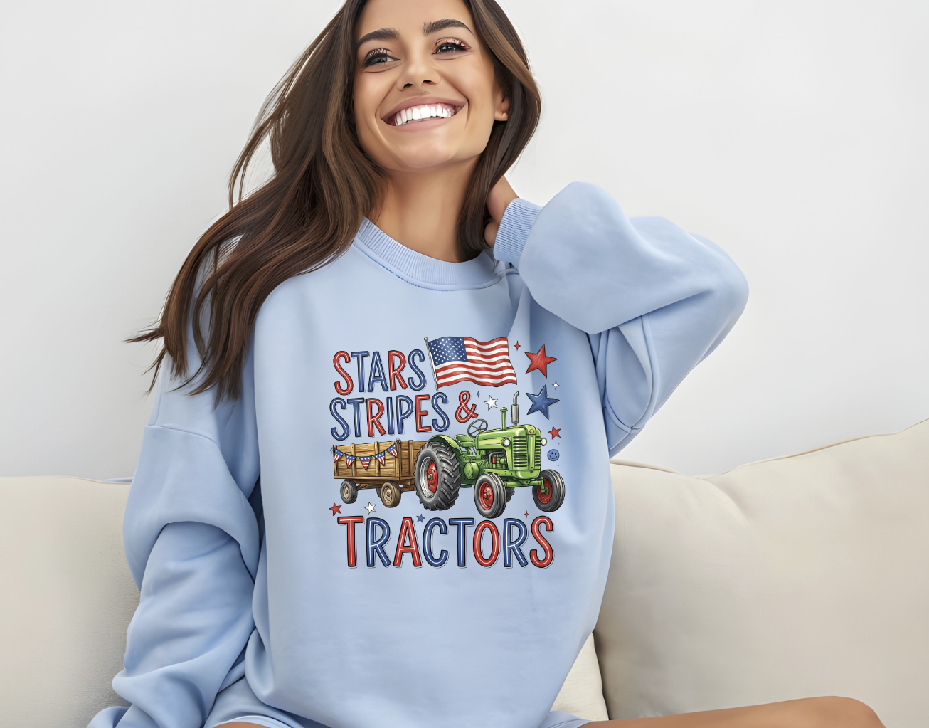 Stars Stripes and Tractors DTF Transfer