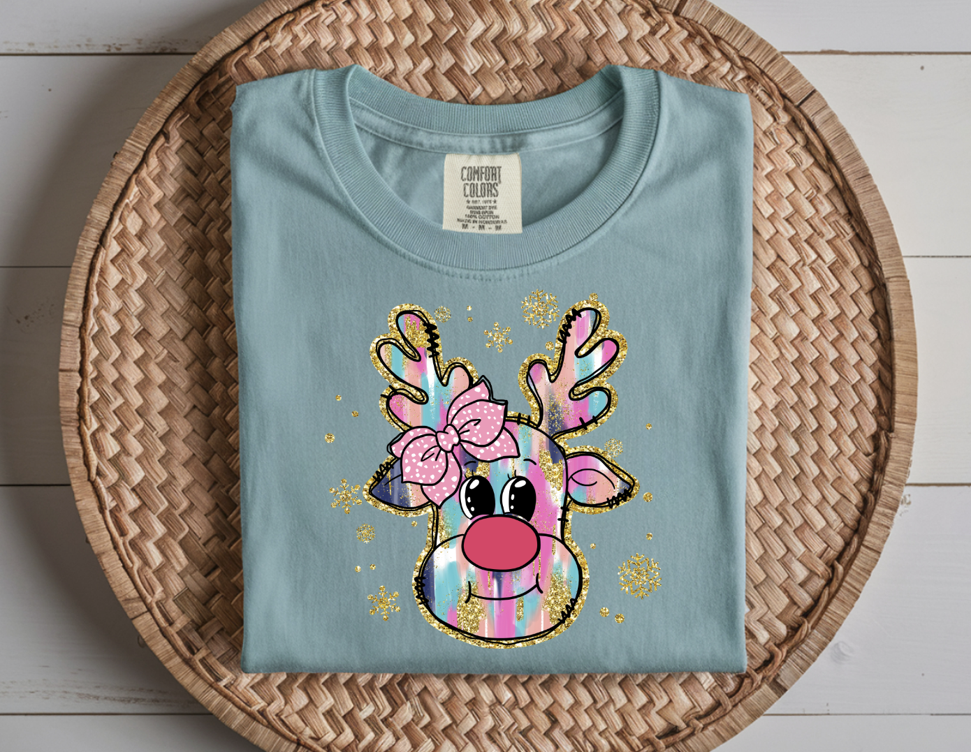 DTF transfer Colorful Brushstroke Christmas Reindeer