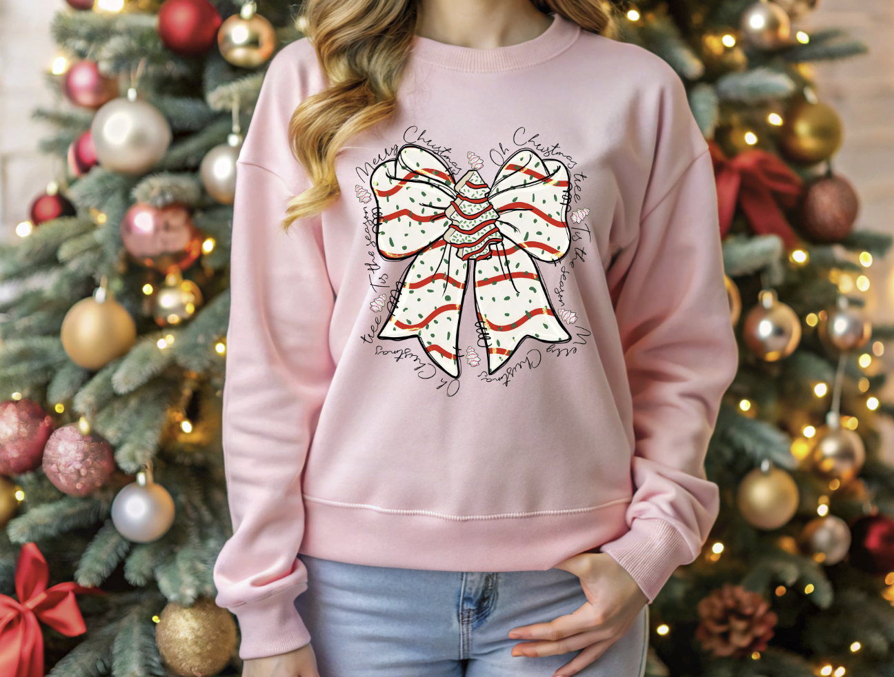 Christmas Snack Cakes Coquette Bow DTF Transfer