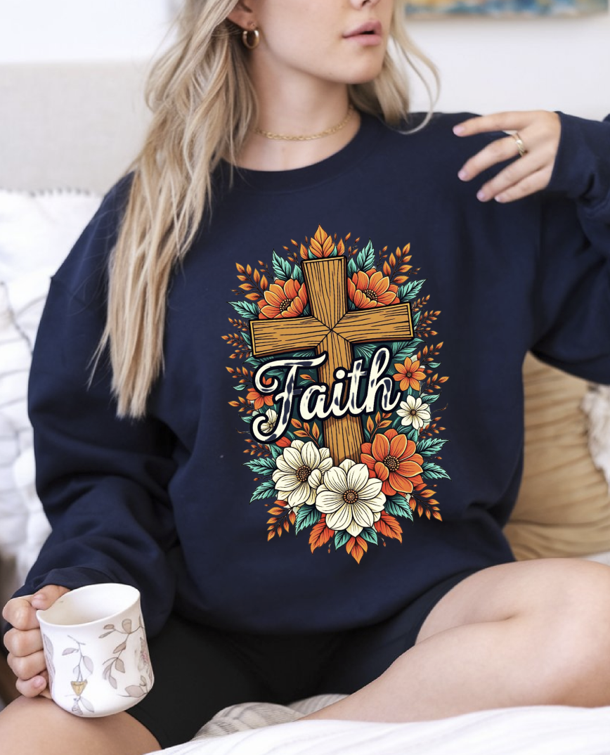 Faith Floral Cross DTF Transfer