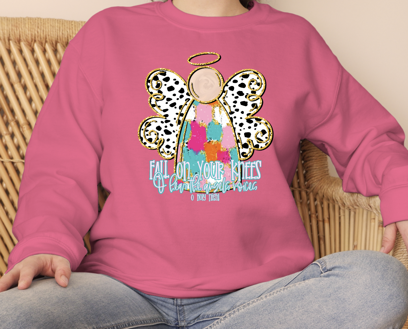 Fall on your knees Christmas Angel DTF Transfer