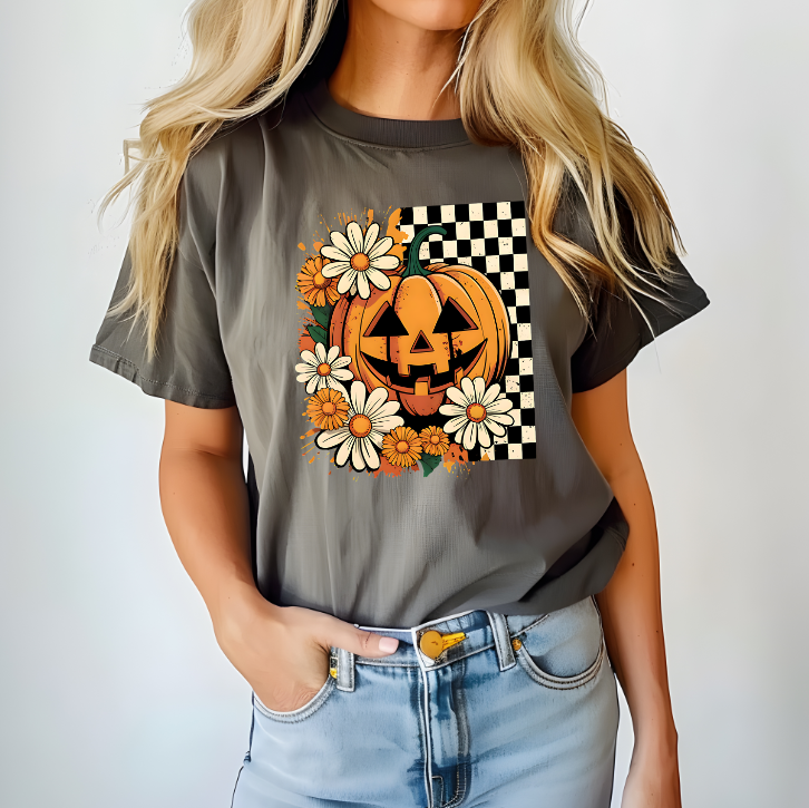 Floral Checkered Pumpkin