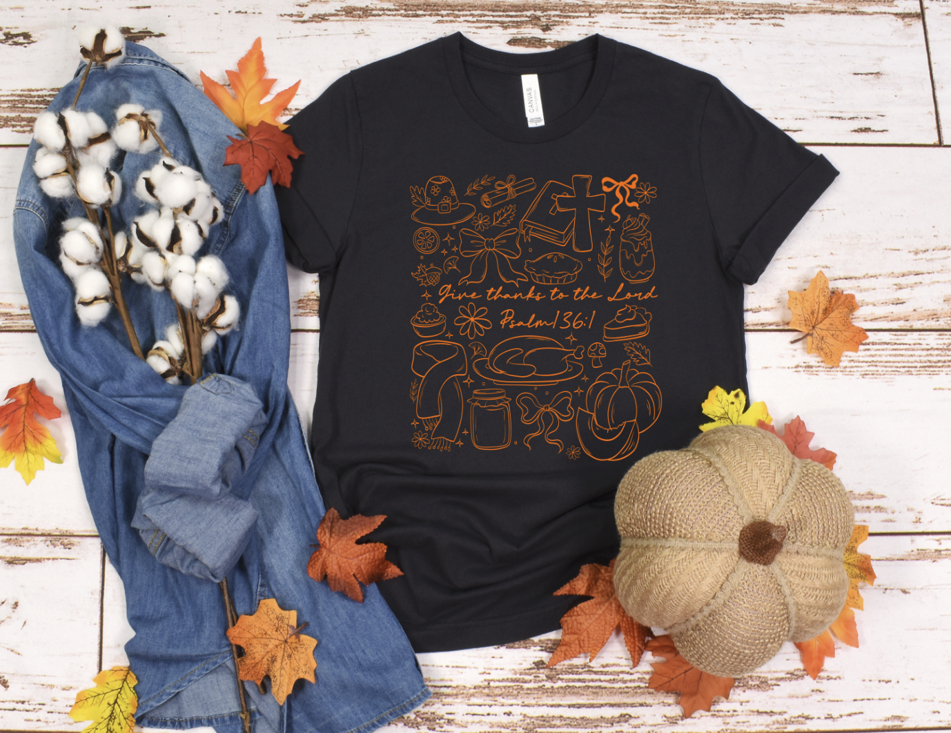 DTF transfer Give thanks to the Lord Thanksgiving collage