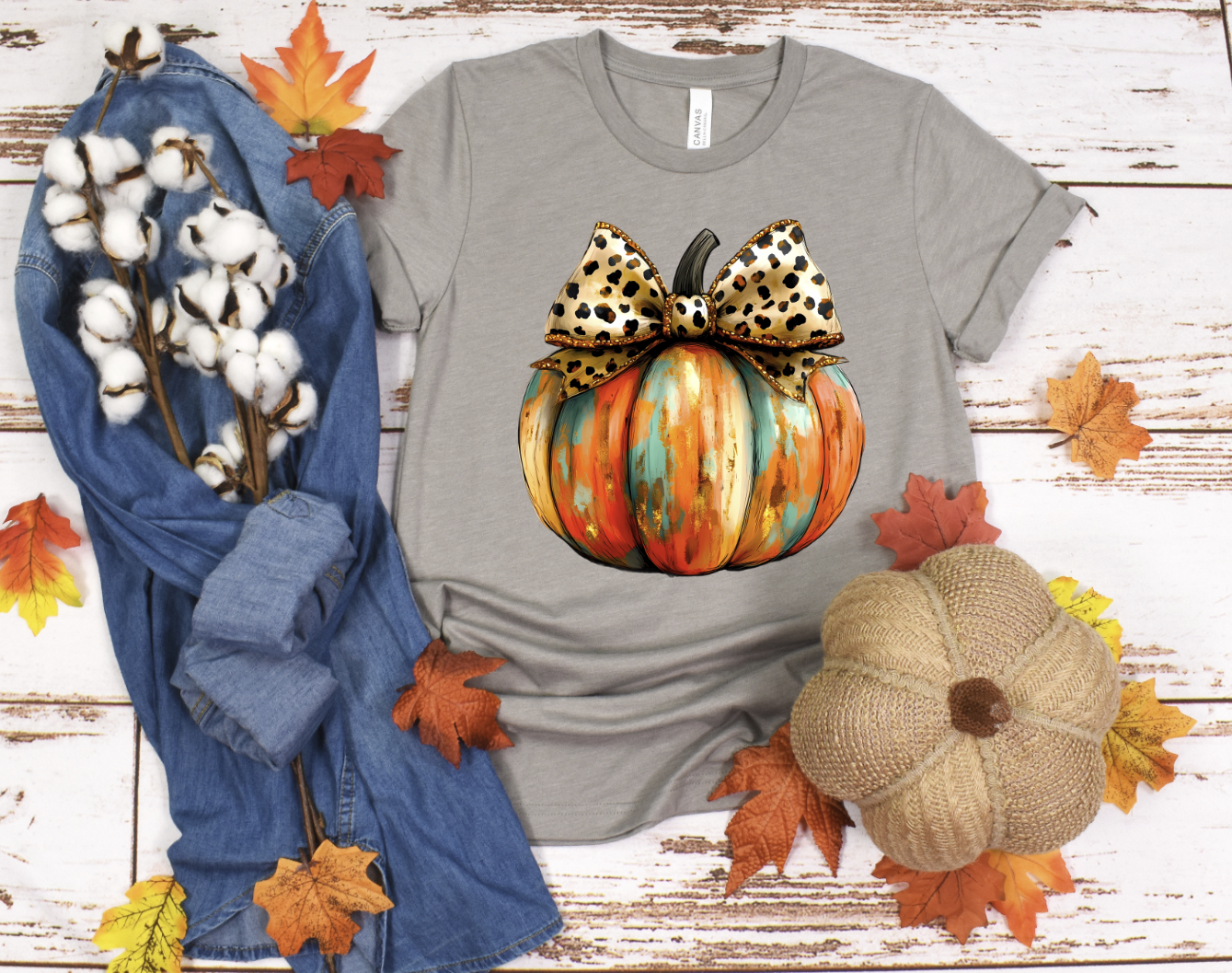 Fall Leopard Print Coquette Bow Pumpkin