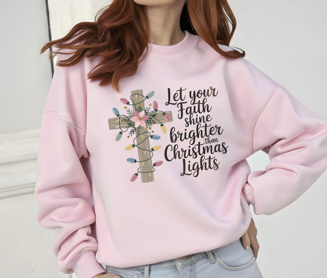 Let your Faith shine brighter than Christmas Lights DTF transfer