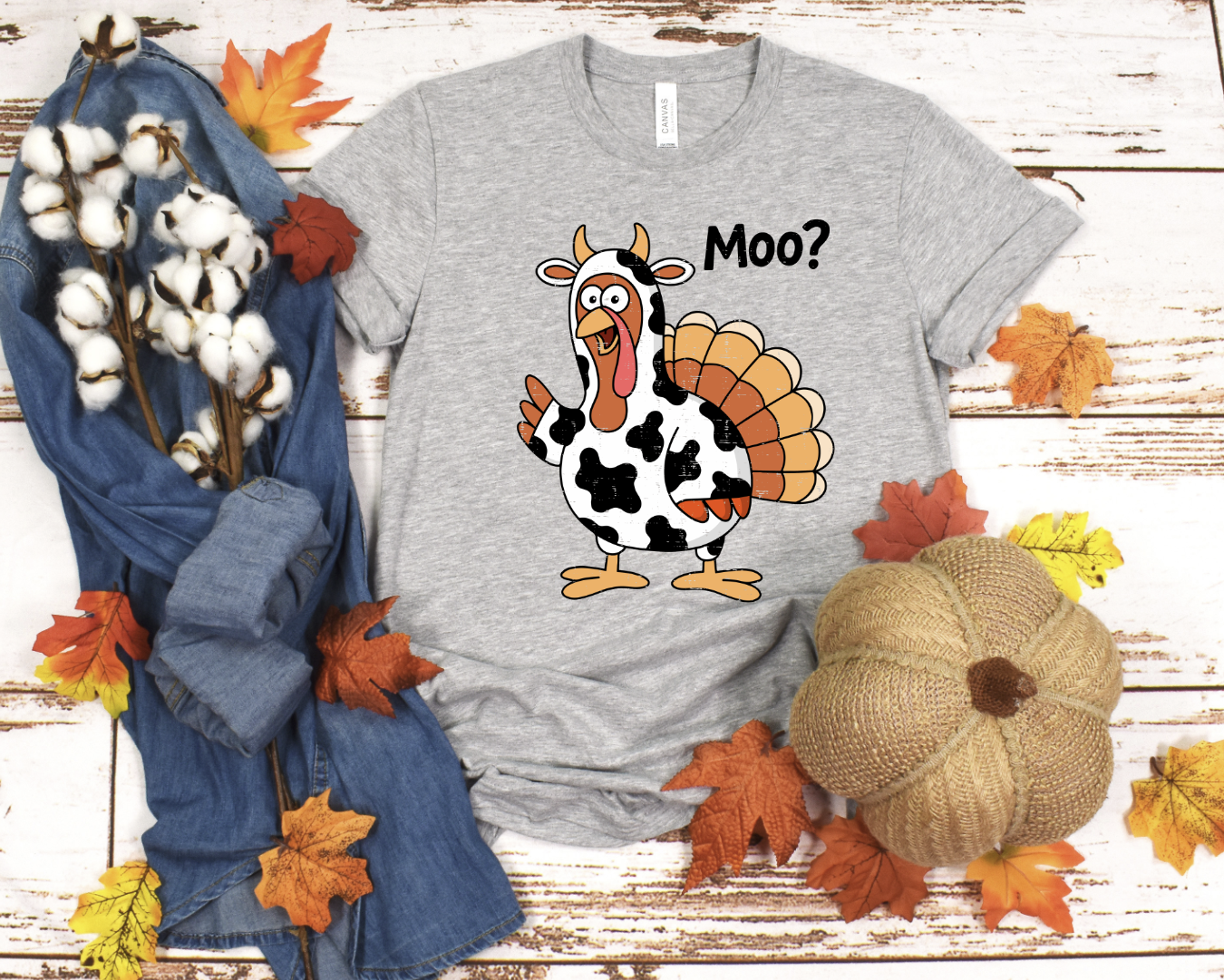 Moo Turkey Cow Thanksgiving DTF transfer