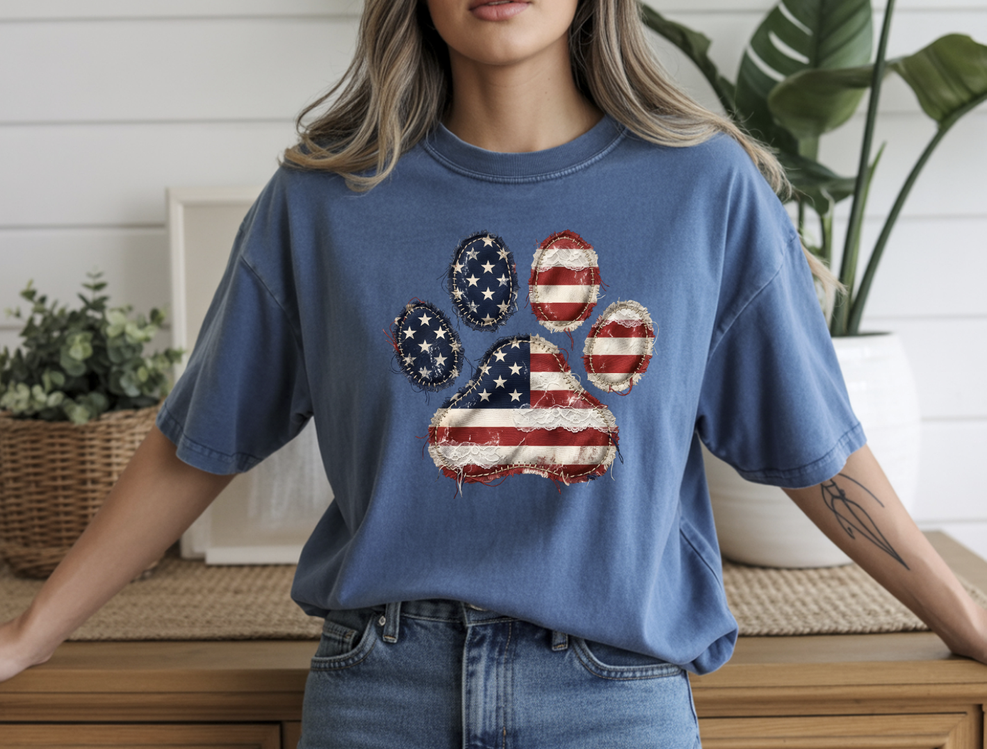 Paw Print Flag DTF Transfer