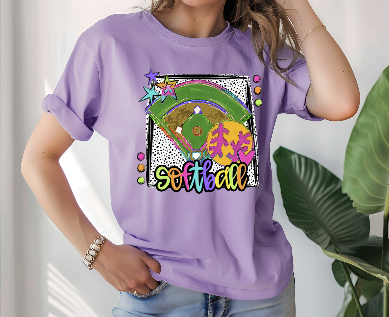 Preppy Softball Colorful DTF Transfer