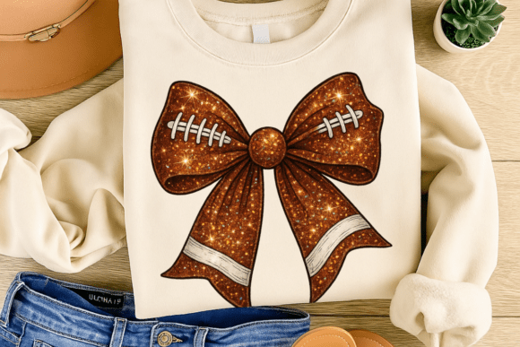 Football coquette glitter bow