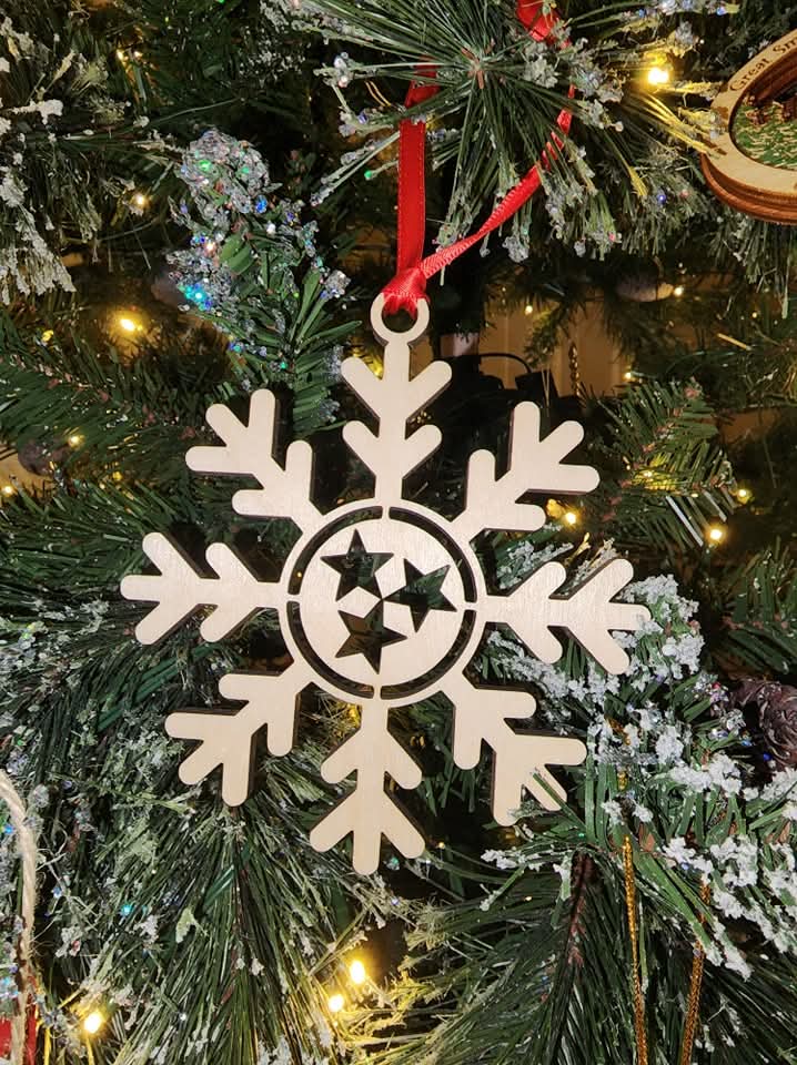 Tennessee Tri star snowflake Christmas Ornament