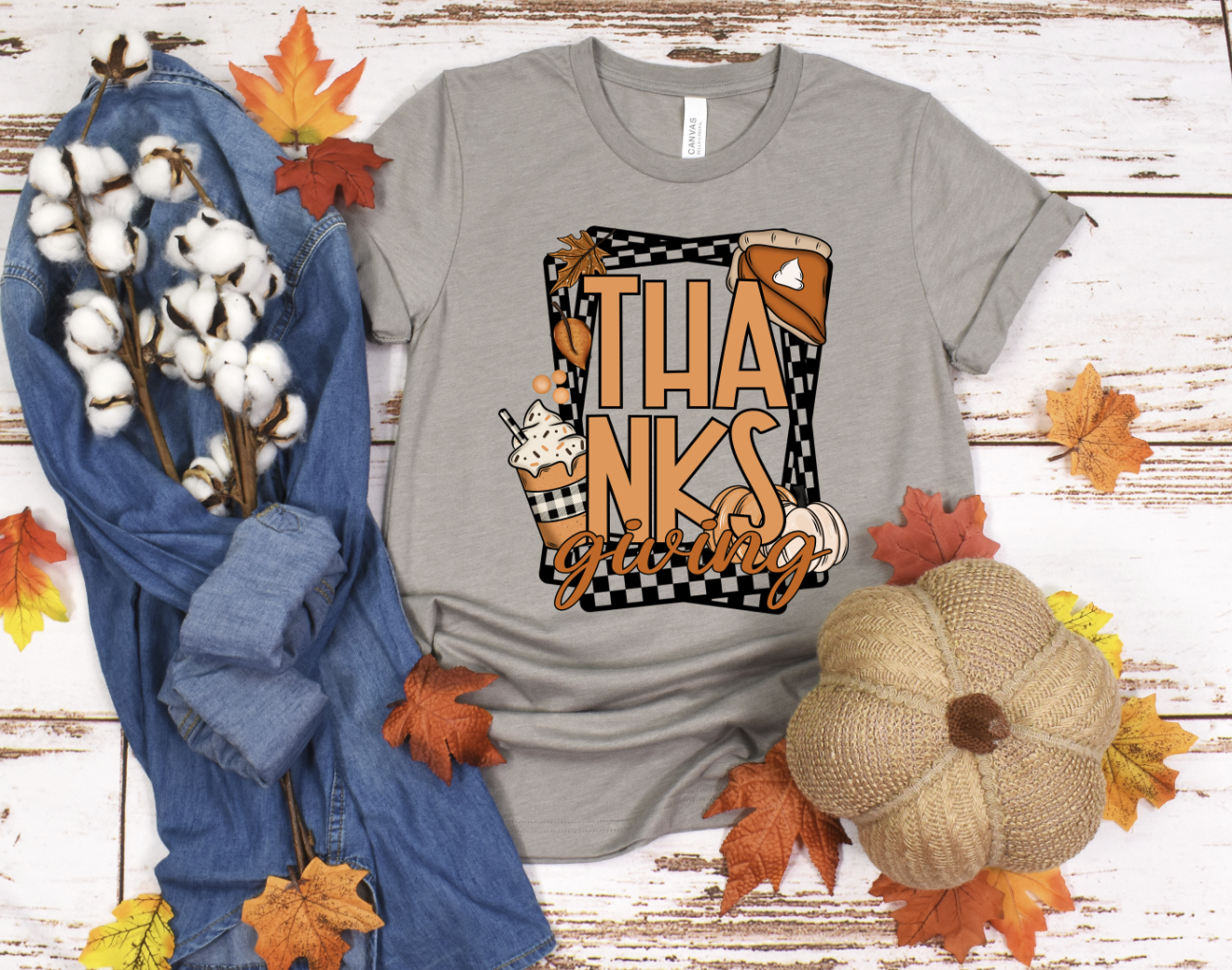 DTF transfer Thanksgiving Checkered