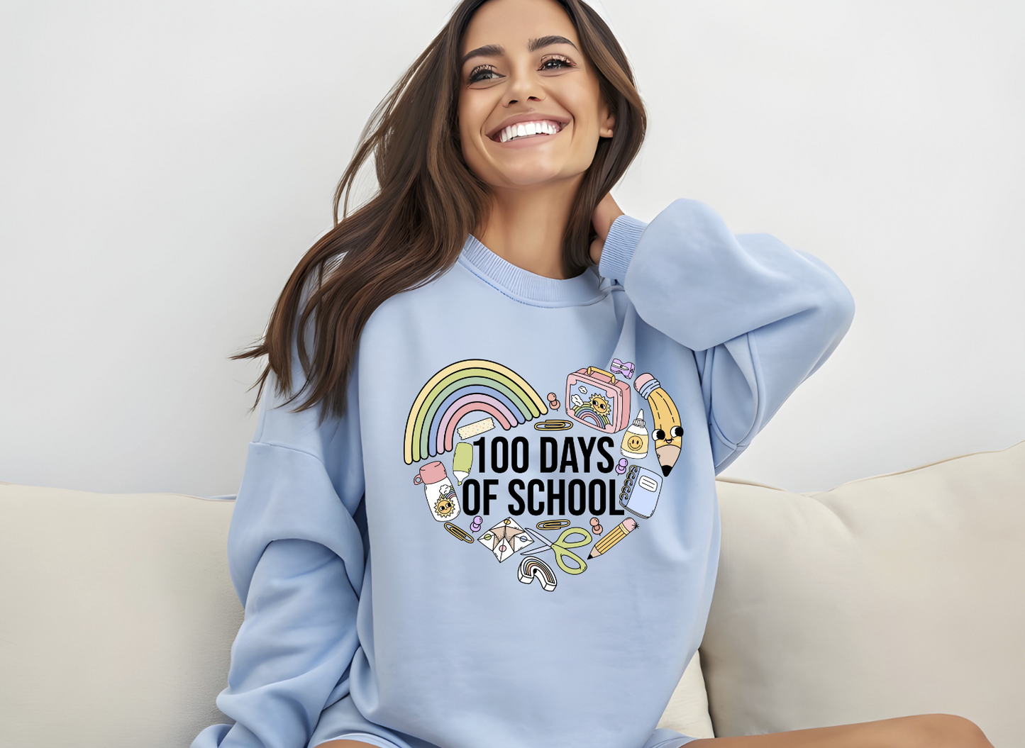 100 Days of School Heart DTF Transfer