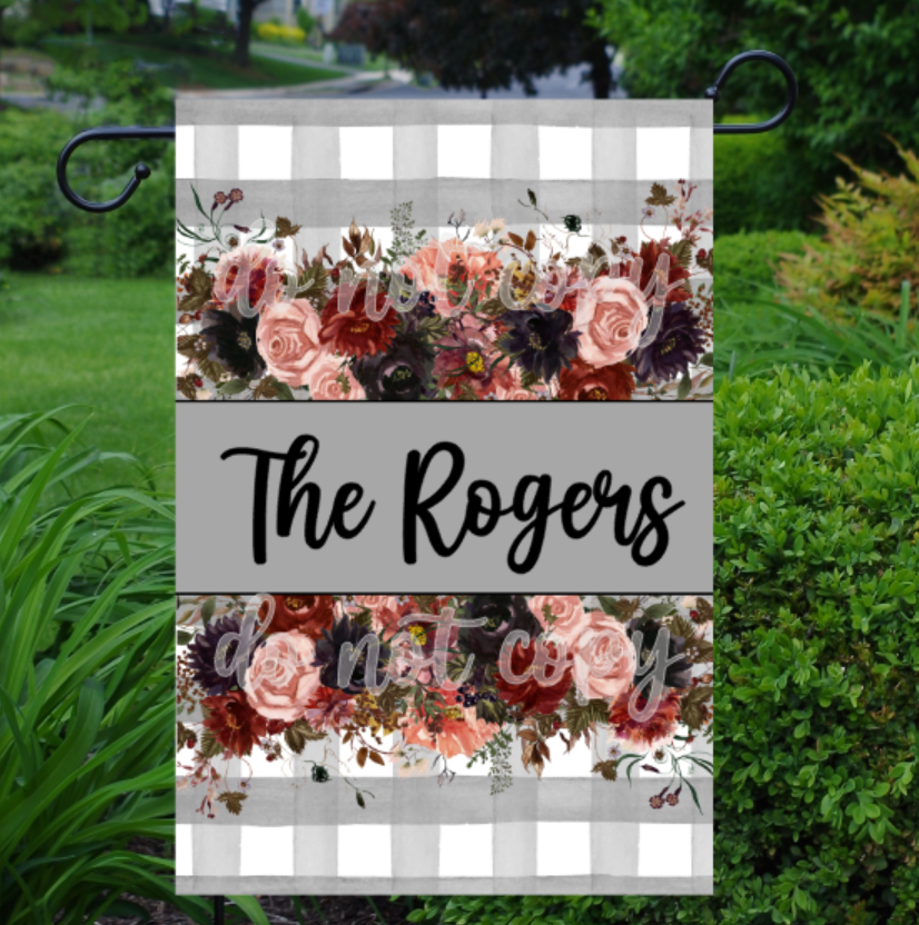 Buffalo Plaid Floral Garden Flag