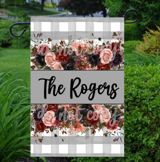 Buffalo Plaid Floral Garden Flag