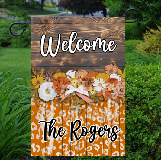 Fall Leopard Print Garden Flag