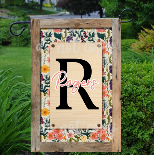 Floral Wood Garden Flag