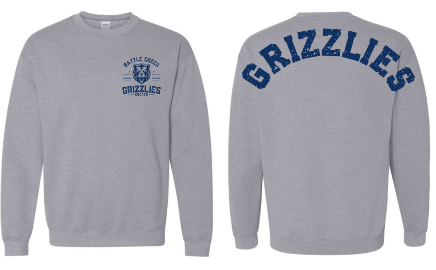 Gildan Sweatshirt Sleeve Grizzles Oversized Collegiate Back Print