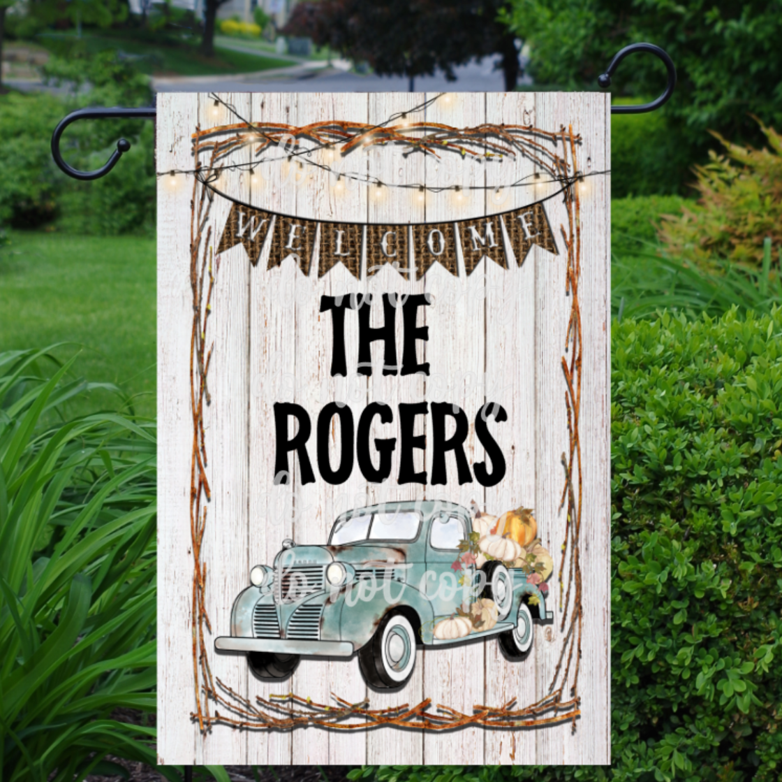 Fall Truck Garden Flag