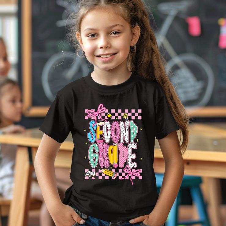 Back to School Second Grade Coquette Bow