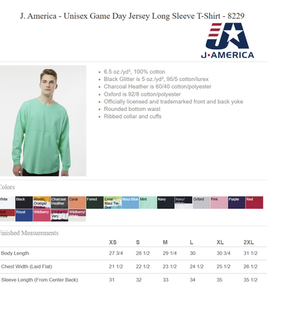 J America Long Sleeve Grizzles Oversized Collegiate Back Print
