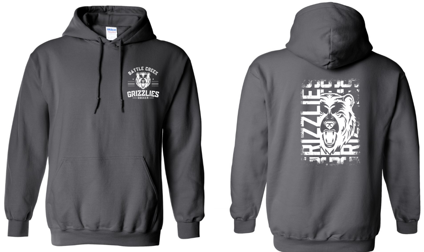 Grizzlies Soccer Gildan Hoodie Front and Back