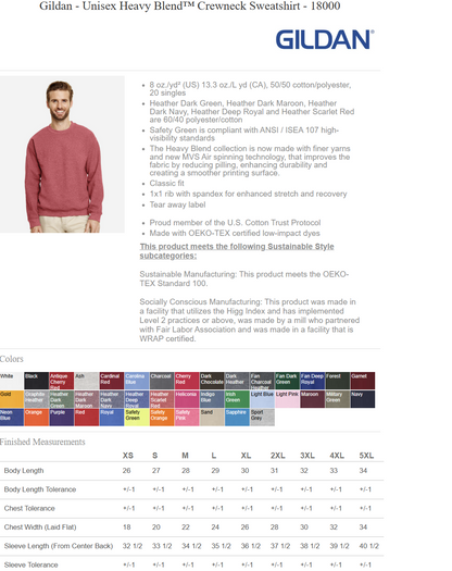 Gildan Sweatshirt Sleeve Grizzles Oversized Collegiate Back Print