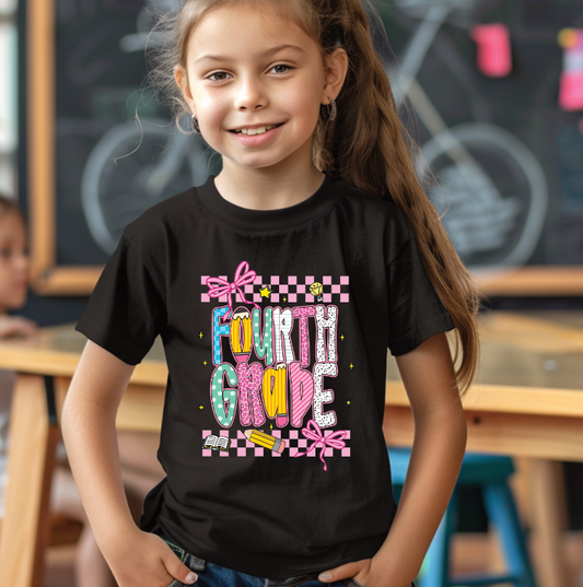 Back to School Fourth Grade Coquette Bow