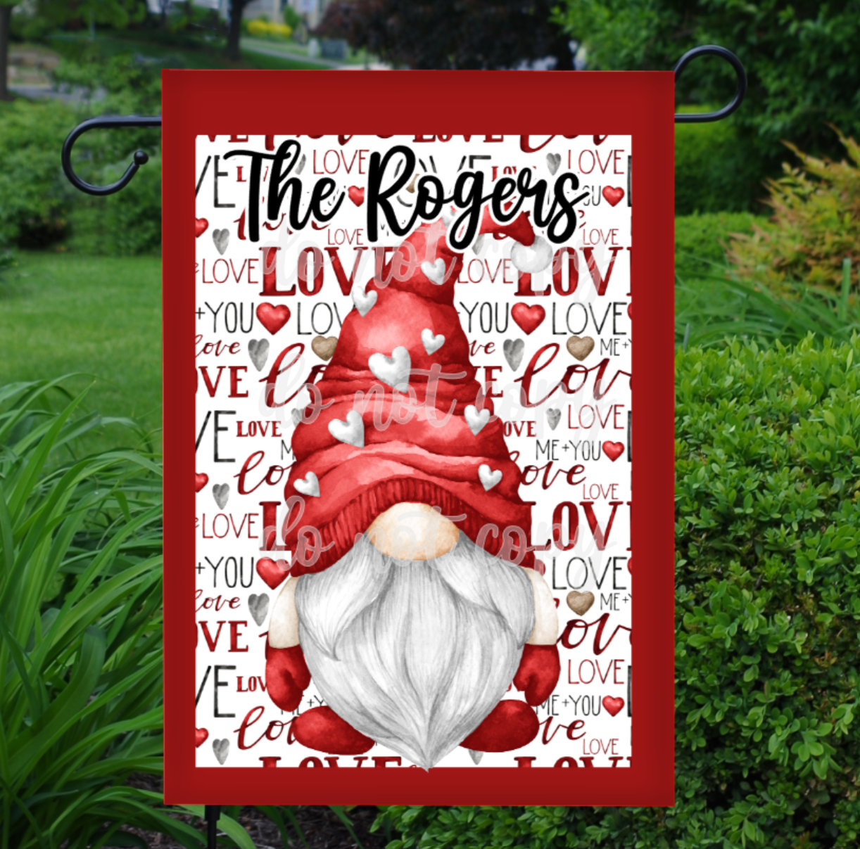 Love Valentines Gnome Garden Flag