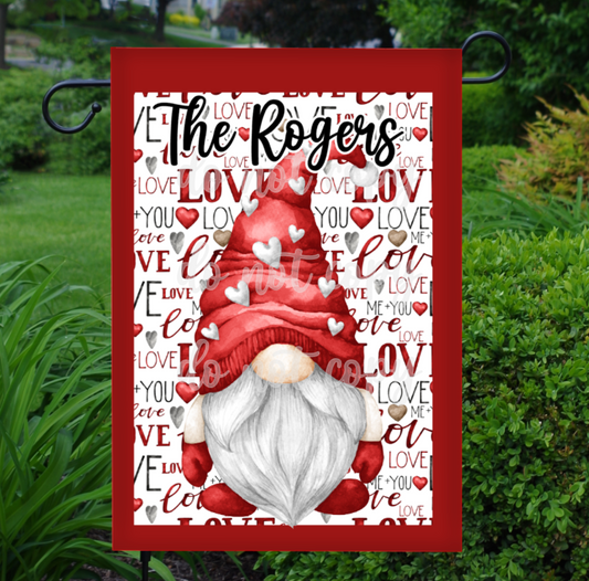 Love Valentines Gnome Garden Flag