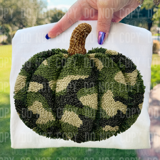 Camo Pumpkin Faux Yarn DTF transfer