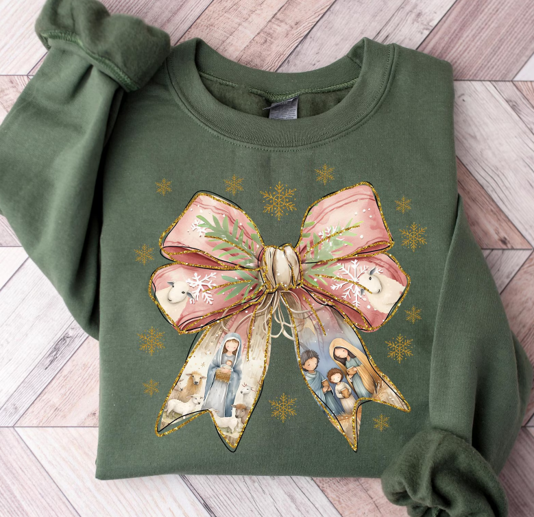 Jesus Christmas Coquette Bow
