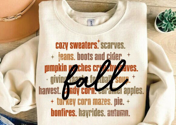 DTF transfer Fall words